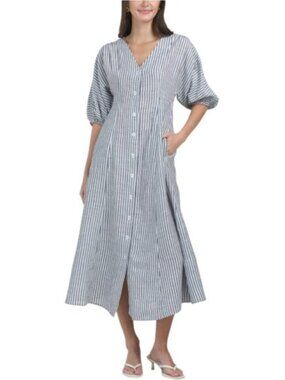 MAX STUDIO Puff Sleeve V-neck Maxi Dress ♥️